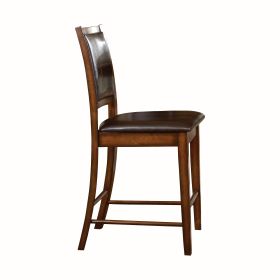 Set of 2 Counter Height Chairs Amber Finish Modern Traditional Style Wooden Dining Kitchen Furniture