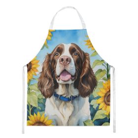 English Springer Spaniel in Sunflowers Apron Cooking Kitchen Server Baking Crafts Gardening for Adult Women Men, Unisex, Large, Multicolor