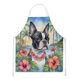 Boston Terrier Luau Apron Cooking Kitchen Server Baking Crafts Gardening for Adult Women Men, Unisex, Large, Multicolor