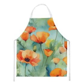 NEW California California Poppies in Watercolor Apron Cooking Kitchen Server Baking Crafts Gardening for Adult Women Men, Unisex, Large, Multicol