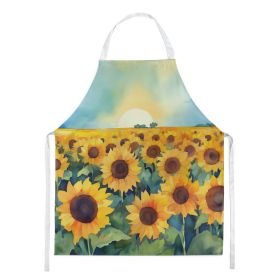 Kansas Sunflowers in Watercolor Apron Cooking Kitchen Server Baking Crafts Gardening for Adult Women Men, Unisex, Large, Multicolor