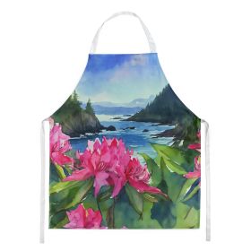 NEW Washington Coast Rhododendrons in Watercolor Apron Cooking Kitchen Server Baking Crafts Gardening for Adult Women Men, Unisex, Large, Multico