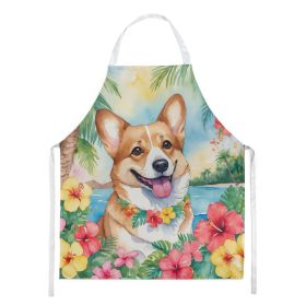 Corgi Luau Apron Cooking Kitchen Server Baking Crafts Gardening for Adult Women Men, Unisex, Large, Multicolor