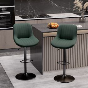 Bar Stools Set of 2, Kitchen Swivel Counter Barstool Adjustable Height Island Bar Chairs Modern Stools (Color: Green)
