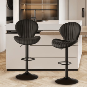 Bar Stools Set of 2 Modern Swivel Bar Chairs, Barstools Counter Height with High Backrest, Easy 3-5 Minute Assembly for Bar, Kitchen, Dining Room (Color: Black, count: 2set)