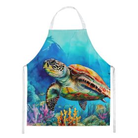 Loggerhead Sea Turtle Apron Cooking Kitchen Server Baking Crafts Gardening for Adult Women Men, Unisex, Large, Multicolor (Default: Default)